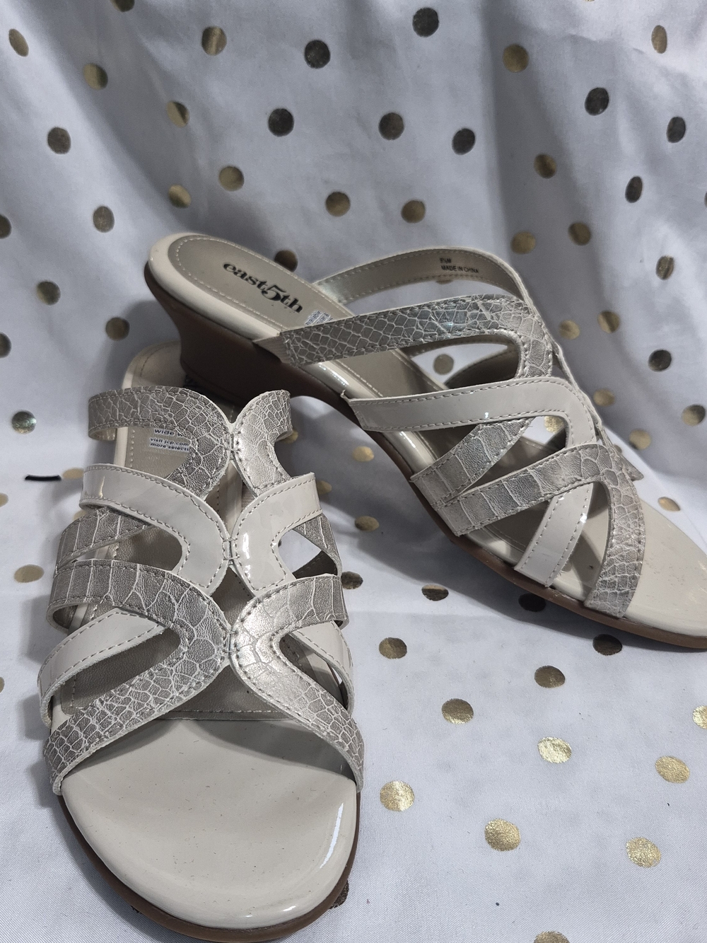 East 5th Beige Strappy Slip-On Sandals